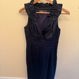 Donna Ricco Navy Ruffle Dress